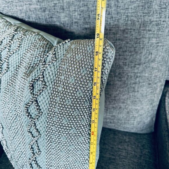 Devi Designs Boho Diamond Teal Blue Gray Fabric Throw Pillow - Picture 4 of 6